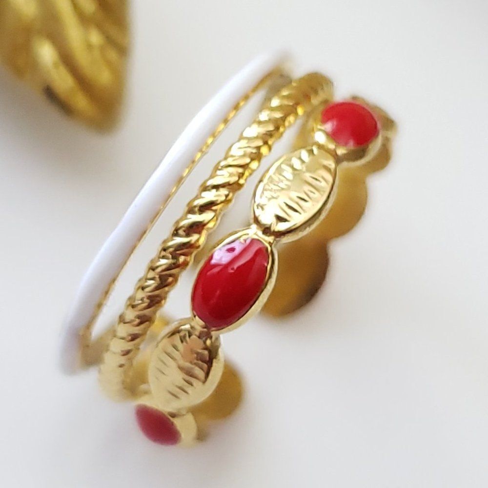 Red White Gold Cuff Ring - Picture 10 of 10